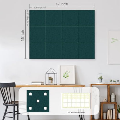 48" x 36" Large Felt Bulletin Board 1/2" Thick, Forest Green