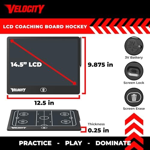 Velocity - Hockey LCD Coaching Board - Black