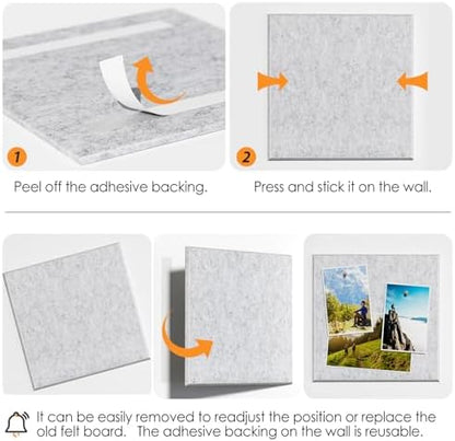 MaxGear Felt Bulletin Board 48" x 36", Light Gray Felt Wall Tile Wall Decor
