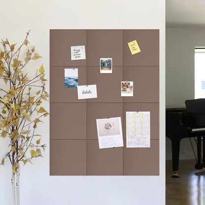 48" x 36" Cork Board Alternative, 12 Pack Felt Bulletin Board Tiles with 30 Adhesive Tabs Wall Push Pin Board for Office Classroom Bedroom Decor