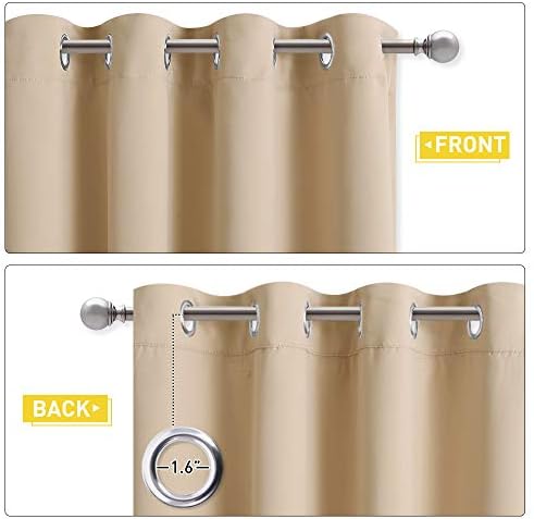 NICETOWN Living Room Noise Reducing Curtains, Privacy Protection & Completely Shaded Ring Top Drapes, Sound Preventing Insulated Window Treatment Curtain Panels(Biscotti Beige, 2 Pieces, W34 x L84)