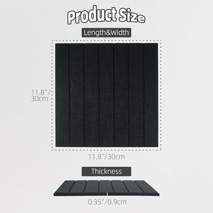 Cork Board Alternative-Felt Slat Wall Paneling,Office Bulletin Board for Decoration, Suitable for Displaying Photos and Documents, with Removable Adhesive Labels,12-Pack (Black)