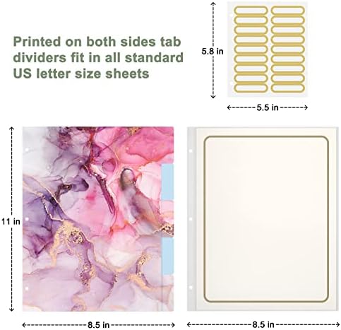 Rouidr 3 Ring Binder with clipboard, 1 inch 8.5 x 11 in Letter Size View Binders Organizer with Dividers Tabs & Clear Sleeves, School Supplies, Office Supplies, Red Marble