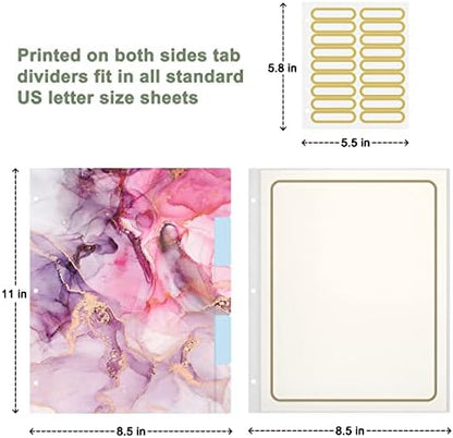 Rouidr 3 Ring Binder with clipboard, 1 inch 8.5 x 11 in Letter Size View Binders Organizer with Dividers Tabs & Clear Sleeves, School Supplies, Office Supplies, Red Marble