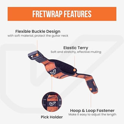 Gruv Gear Fret Wrap & Guitar Mute, Fretwrap for Acoustic, Electric & Bass | String Dampener Recording, Tapping & Practice Accessory (3 Pack, Medium Animal Prints, Fits 5 String Bass, 7 String Guitar)