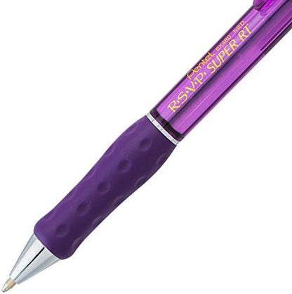 Pentel RSVP Super RT Ballpoint Pen, (1.0mm) Medium Line, Violet Ink, Box of 12 (BX480-V)