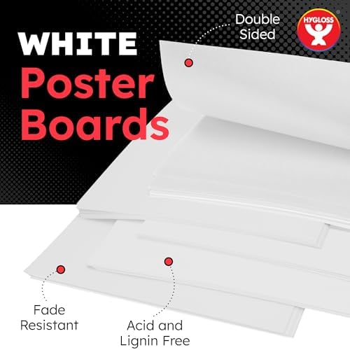 Hygloss White Poster Board 11 x 14-50 Count Bulk Pack, 10 Pt. Thickness