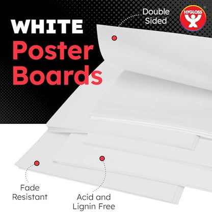 Hygloss White Poster Board 11 x 14-50 Count Bulk Pack, 10 Pt. Thickness