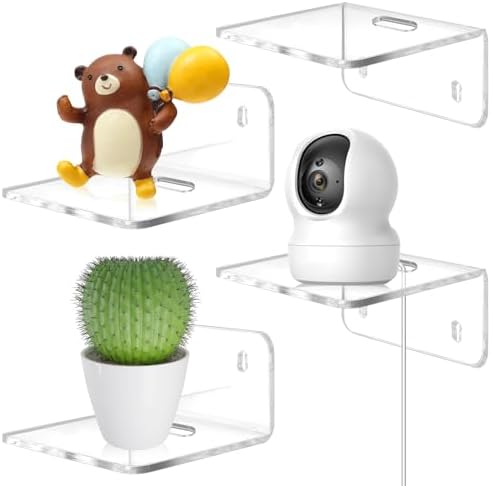 Acrylic Small Shelf,Mini Floating Wall Shelf,Wall Mounted Storage Shelf,for Pop Figures,Plant,Picture Photo Modern Wall for Office Bedroom Living Room,Clear