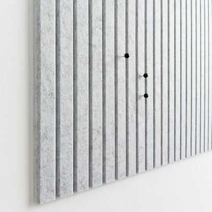 VIVELDA Large Felt Bulletin Board 48 x 36 Inch - 12-Pack Square Acoustic Wall Panels, Cork Board Alternative, NRC 0.95, Damage-Free Adhesive, Slatted Design for Home, Classroom (Marble)