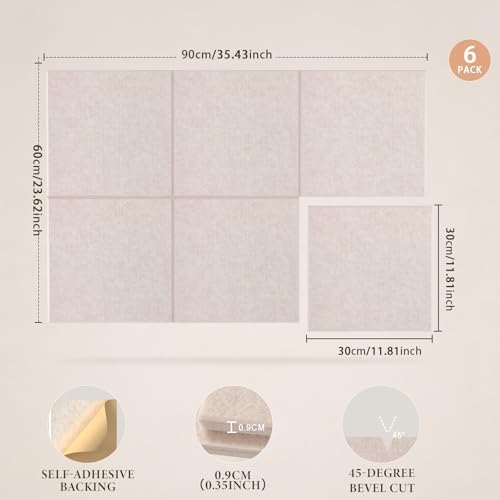 JBER Cork Board Alternative, 6 Pack 36" x 24" Felt Board, Light Camel