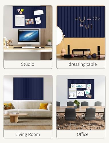 48" x 36" Cork Board Alternative, 12 Pack Felt Bulletin Board Tiles with 30 Adhesive Tabs Wall Push Pin Board for Office Classroom Bedroom Decor