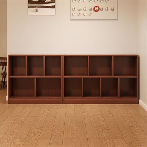Lumber Organizer Shelf 3/4 Shelves, Lateral Filing or Vertical, Closed Back Floor-standing Bookshelf Rack Bookcase Cabinet Tiered Shelf Grid Storage Unit Dark Walnut 31.5"L x 9.4"W x 31.5"H
