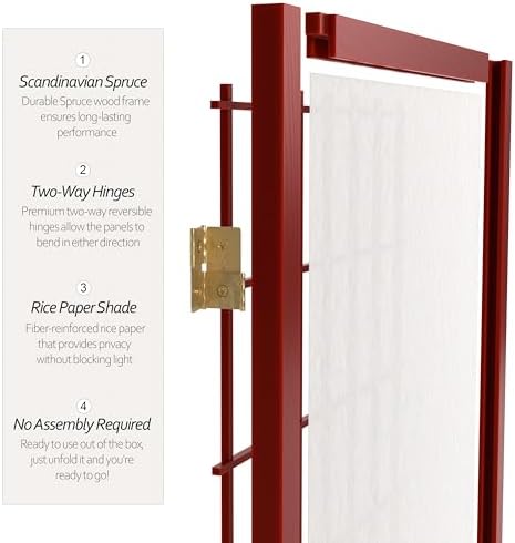 4 ft. Short Window Pane Shoji Screen - Rosewood - 6 Panels