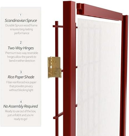 4 ft. Short Window Pane Shoji Screen - Rosewood - 4 Panels