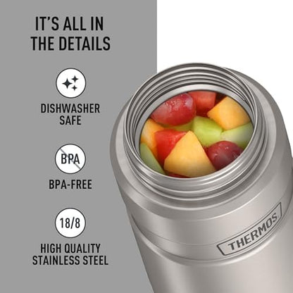 THERMOS Stainless King Food Jar with Bowl, 24oz, Matte Steel