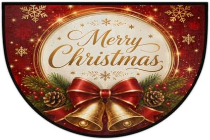Christmas Half Round Door Mat Welcome Entrance Rug Outdoor Indoor A1