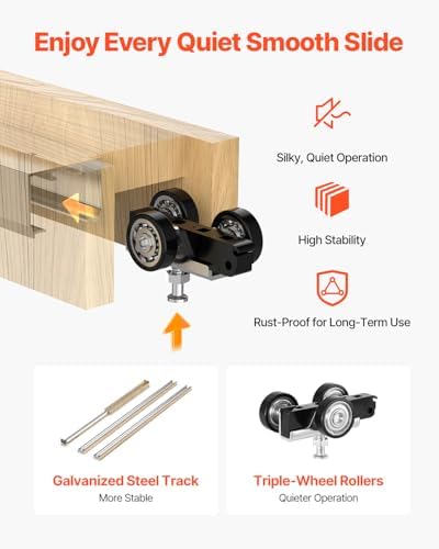 VEVOR Pocket Door Frame Kit, for 48-72 in Wide 80 in High Door, Pocket Door Kit with Two-Way Soft Close Mechanism, Slide Smoothly Quietly, Easy to Install, Wood and Galvanized Steel, for Living Room