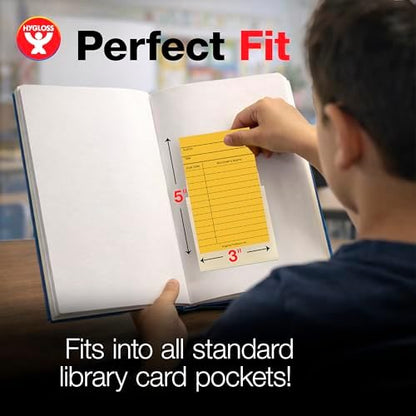 Hygloss Library Checkout Cards for Traditional Book Pockets and Classroom Organization - Vintage Style Bright Colors Due Date Tracking, 3x5 Inch, 50 Pack