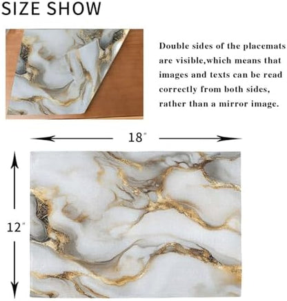 ALAZA Luxurious Marble Pattern 1 PC Placemats Rectangle Table Mat for Dining Table Restaurant Kitchen Home Decor, 12" x 18"
