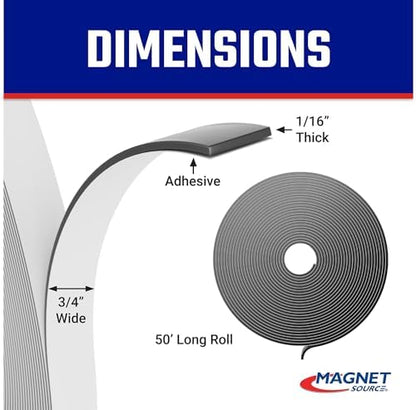 Master Magnetics ZG30A-Ax50BX Flexible Magnet Strip with Adhesive Back , 1/16" Thick, 3/4" Wide, 50 feet (1 Roll)