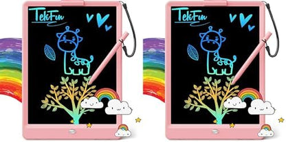 TEKFUN LCD Writing Tablet for Kids, 10-inch Coloring Drawing Pad, Mess Free Doodle Board, Christmas Gifts for Girls and Toddlers, Toys for 3 4 5 6 7 8 Year Old Boys (Pink) (Pack of 2)