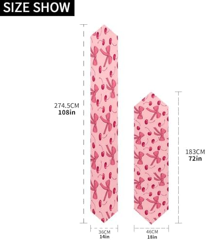 ALAZA Double-Sided Pink Bow Cherry Table Runner 18x72 Inches Long,Table Cloth Runner for Wedding Birthday Party Kitchen Dining Home Everyday Decor