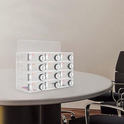 Cell Phone Locker Box,12 Slots Cell Phone Storage Locker, Clear Acrylic Storage Cabinet Wall Mounted for School Factory Office