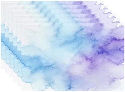 Batmerry Vintage Colorful Purple Linen Placemats Set of 6, Vintage Royal Blue Paper Parchment Washable Table Mats for Kitchen Table Thickened Heat Insulation Dining Set Indoor Outdoor 12X18 in