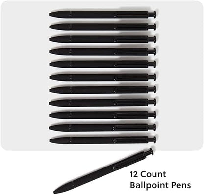 U Brands Monterey Ballpoint Pens, 12 Pack, Retractable, Midnight Black