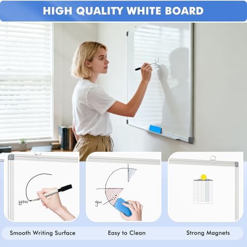 Double-Sided White Board Dry Erase Magnetic Whiteboard Wall 18x12 Silver