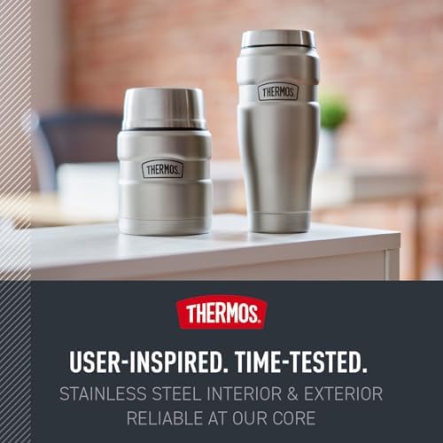 THERMOS Stainless King Food Jar with Spoon, 16oz, Matte Green