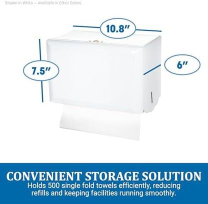 SANT1800WH - Standard Key-Lock Singlefold Towel Dispenser, Steel, 10 3/4 X 6 X 7 1/2, White