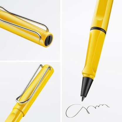 Lamy safari yellow - Rollerball Pen with ergonomic grip & line width M - for pleasant long writing - made of robust ASA plastic - including rollerball refill M 63 in black