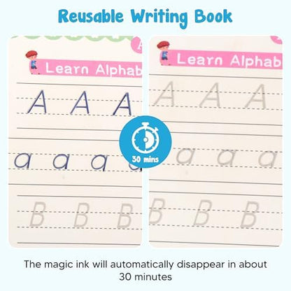 Magic Grooved Writing Practice Books for Kids, Reusable Tracing Workbooks