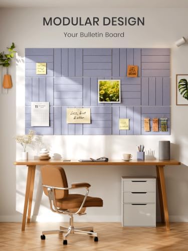 Bumusty 36" x 24" Large Cork Board Alternative, Soft Periwinkle