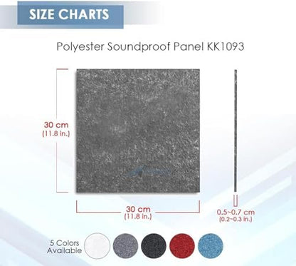 Arrowzoom 20-Pack Polyester Acoustic Panels 12x12 in Black AZ1184