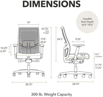 HON Ignition 2.0 ReActiv Ergonomic Office Chair, Lumbar Support, Ocean