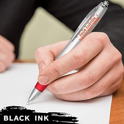 DISCOUNT PROMOS Custom Colored Grip Gel Pens Set of 100, Personalized Bulk Pack - Great for Office, School, Business, Tradeshows, Events - Red
