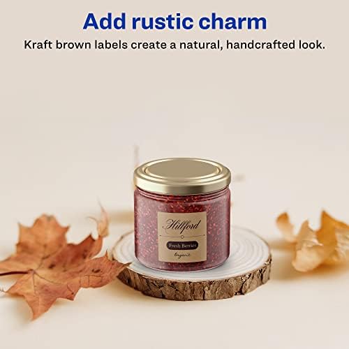 Avery® Kraft Brown Square Labels, Sure Feed® Technology, 1" x 1", 4,800 Kraft Brown Labels, Print-to-The-Edge, Laser/Inkjet Printable
