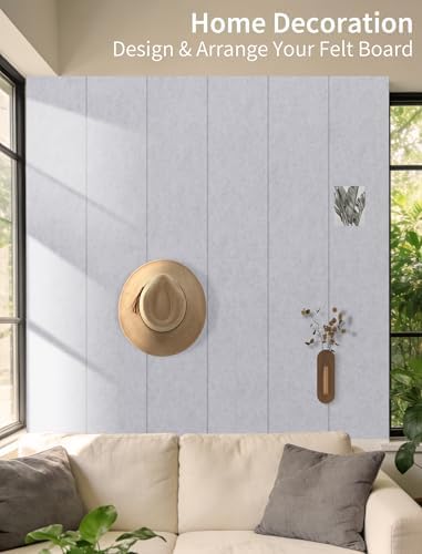 48" x 24" Cork Board Alternative, 8 Pack Felt Bulletin Board Tiles with 30 Adhesive Tabs Wall Push Pin Board for Office Classroom Bedroom Decor