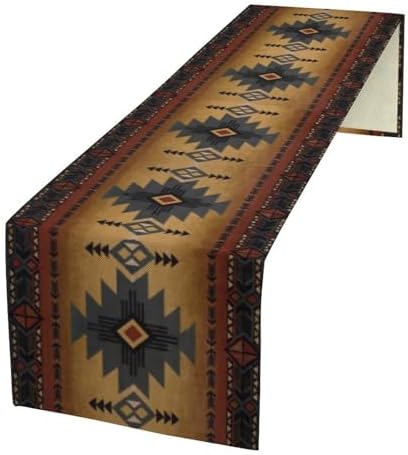 Aztec Table Runner, Southwestern Ethnic Geometric Triditional Table Runner Table Setting Decor for Kitchen Garden Farmhouse Party Holiday Dinner Home, 13x120 Inch
