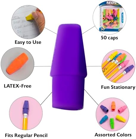 BAZIC Products Pencil-Top Eraser Caps, 50 Count, 2-Pack