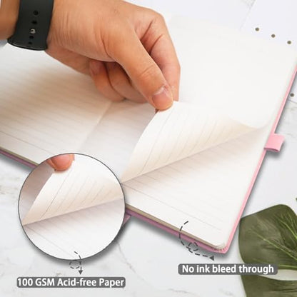 Heture Hardcover Notebooks, A5 Lined Journals Notebook for Writing 160 Pages, 8.2 x 5.5 inch, Classic Ruled Notebooks for College/Work/Travel (Pink, 1 Pack)