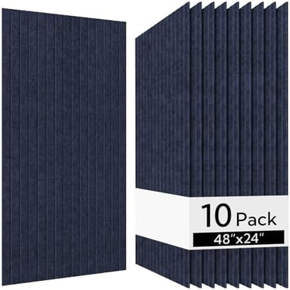 Olanglab Acoustic Wall Panels, 10 Pack, 48" x 24", Dark Blue