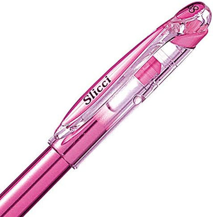 Pentel Arts Slicci Metallic 0.8 mm Needle Tip Gel Pen, Metallic Pink Ink, Box of 12 (BG208-Mp)