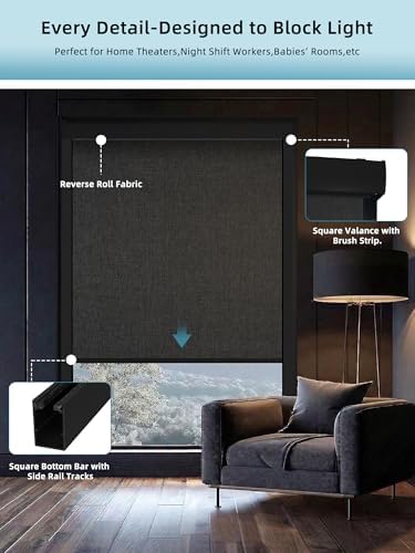 SmartWings Motorized Smart Roller Shades, 100% Blackout Bouvar Dark Grey