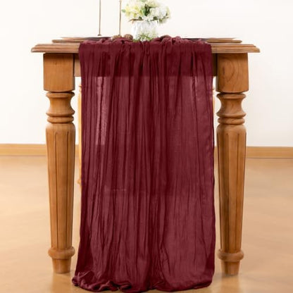Burgundy Cheesecloth Table Runner Fall Boho Wedding Birthday Home Decor