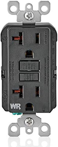 Leviton GFCI Weather-Resistant Outlet, Self Test, Non Tamper-Resistant with LED Indicator Light, Outdoor Locations, GFWR2-E, Black, 20 Amp (Pack of 10)