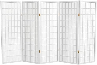 4 ft. Short Window Pane Shoji Screen - White - 5 Panels